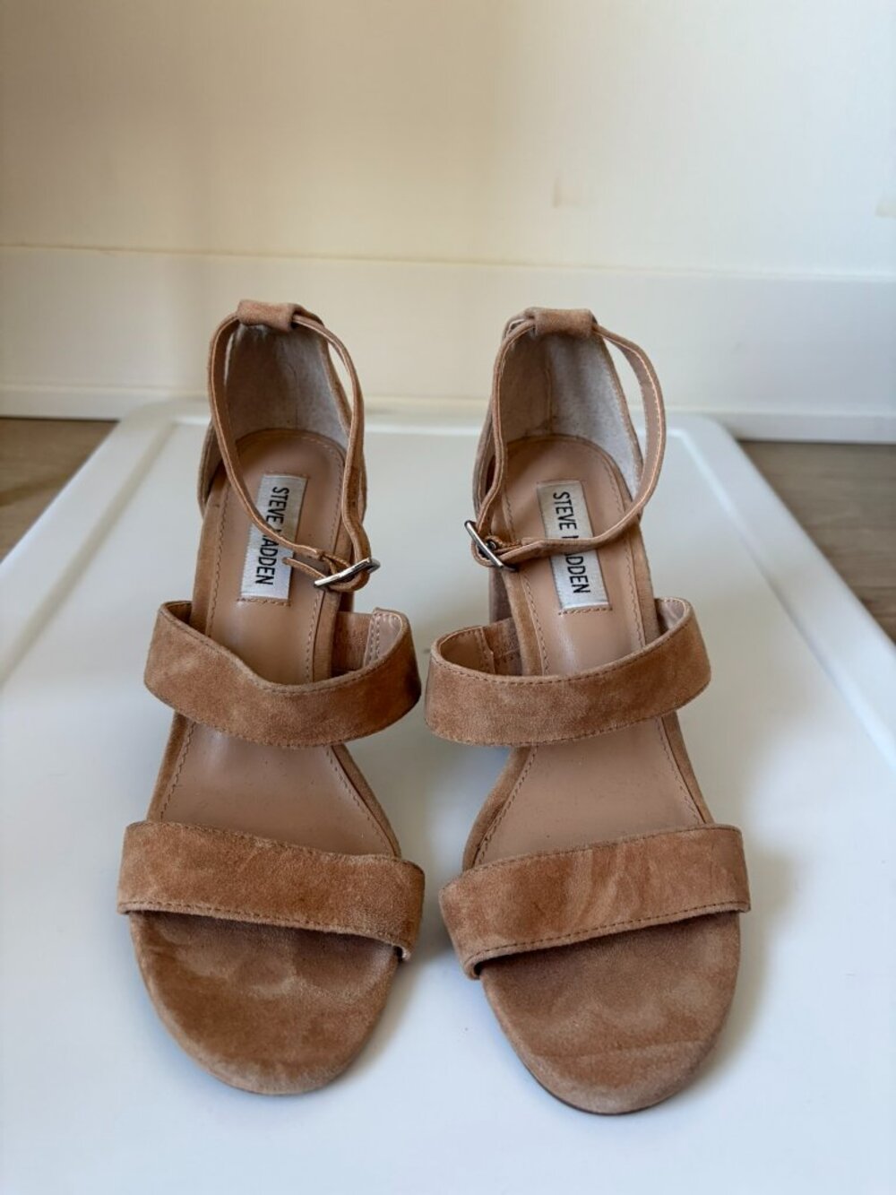 Steve Madden Tan Suede Strappy Heels